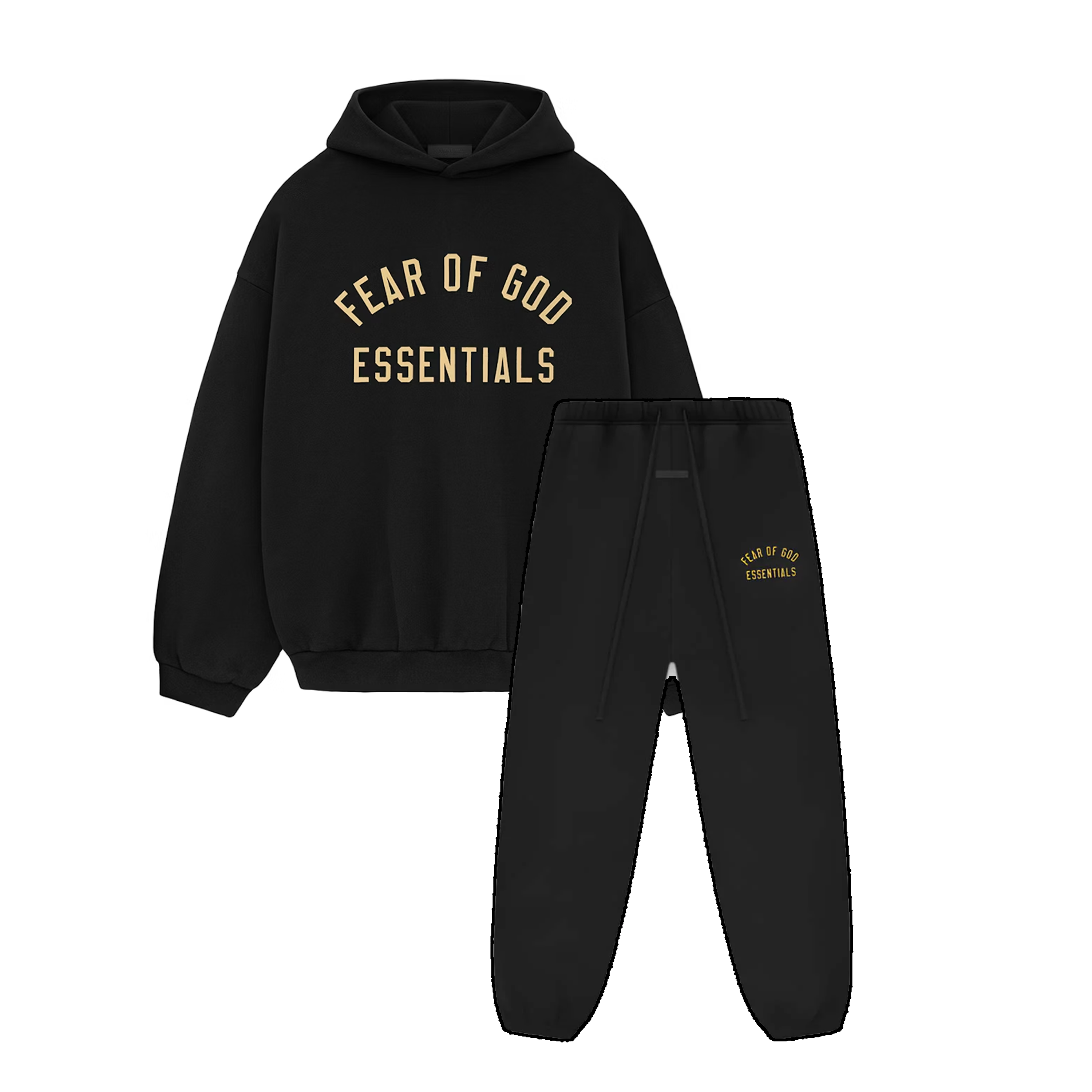 ESSENTIALS BLACK GOLD HOODIE