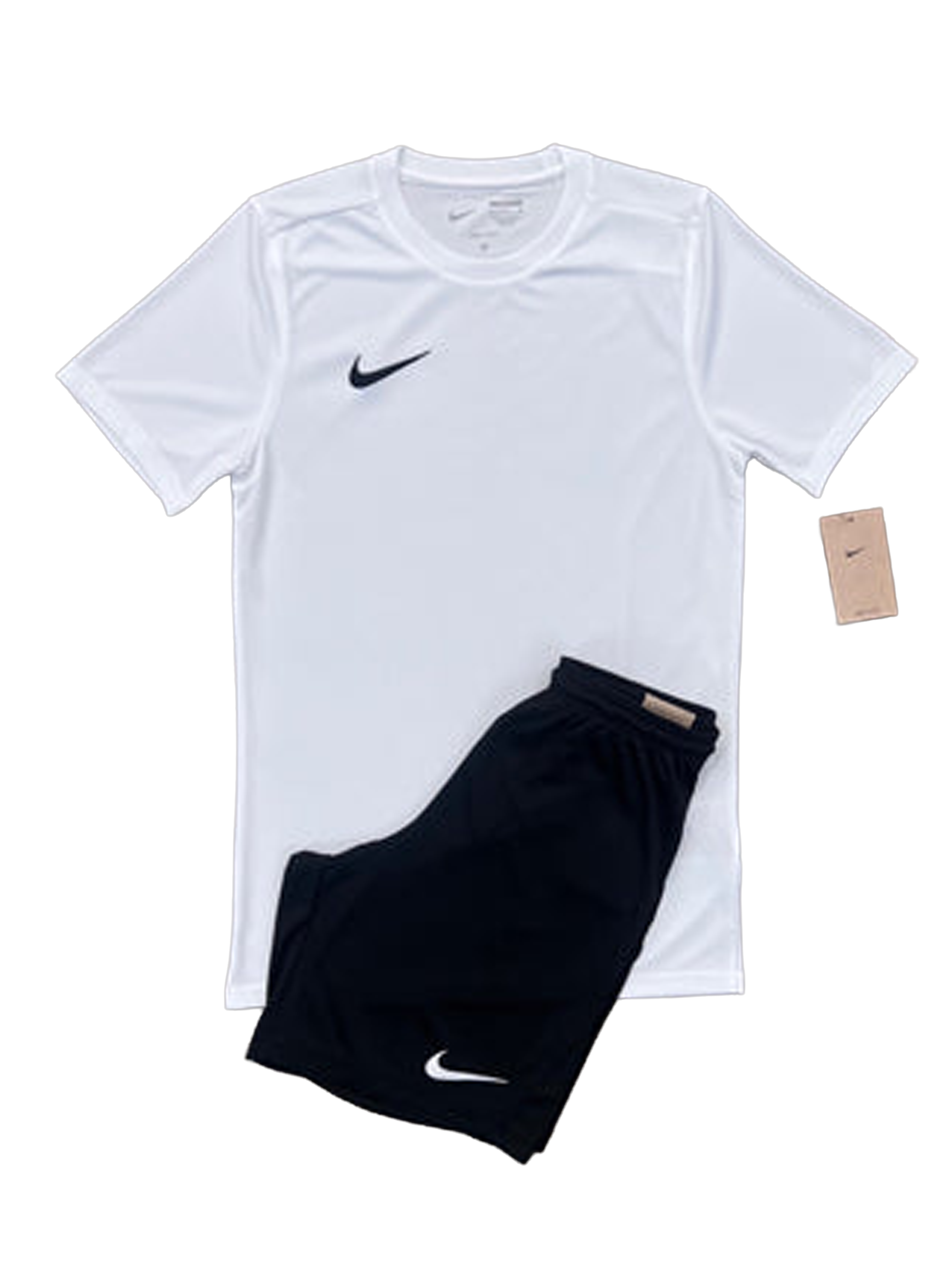 NIKE DRI-FIT SHORTS SET - WHITE/BLACK